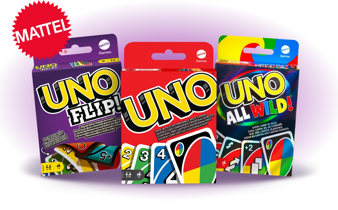 Group of Mattel Uno Products